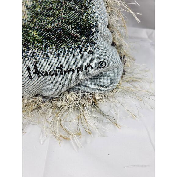 Gorgeous Tapestry Throw Pillow Features Winter Scene w/ 2‎ Cardinals on a branch - Picture 4 of 8